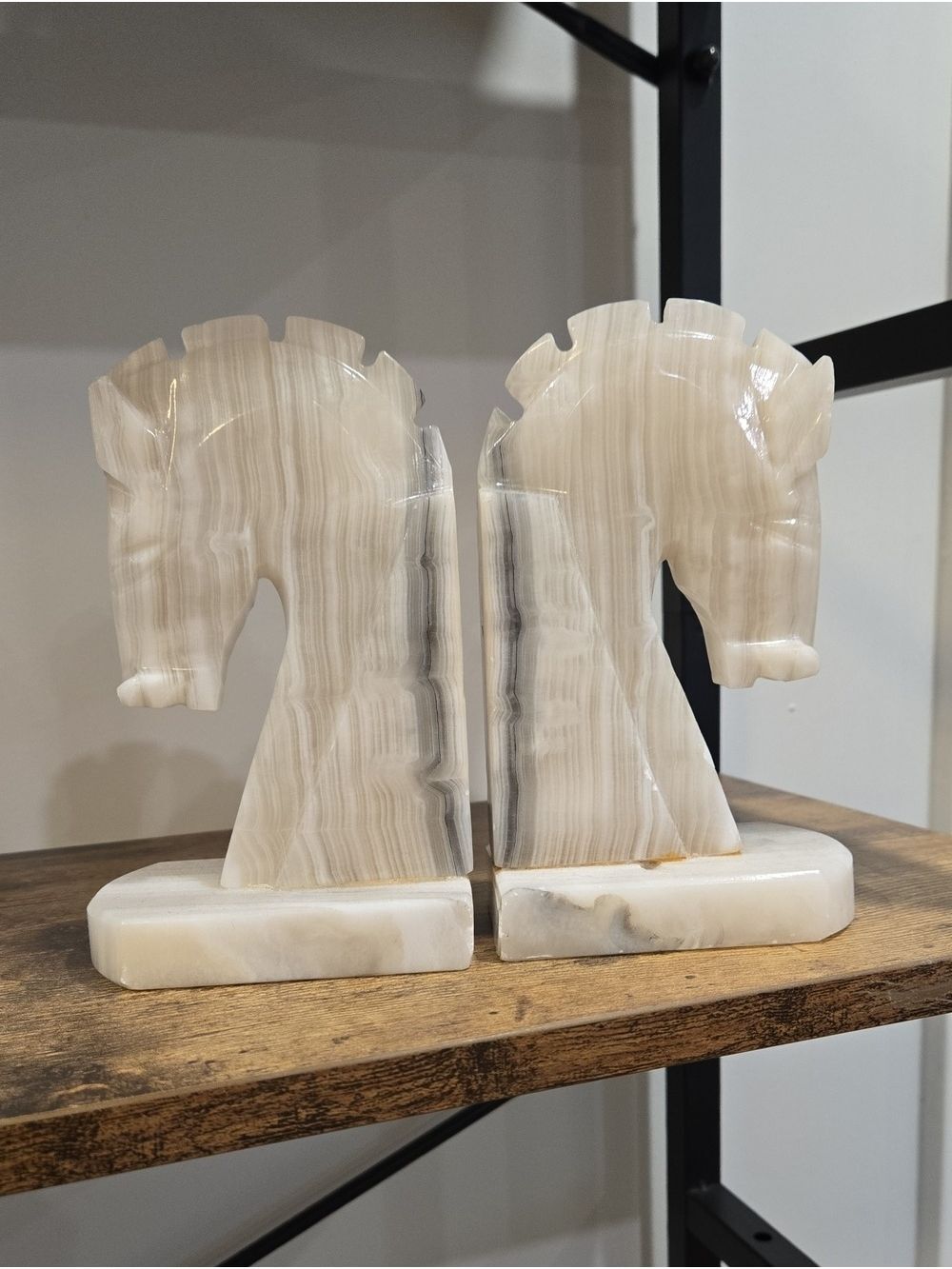 Vintage Marble Horse Head Bookends